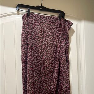 LOFT Pink and Black Floral Maxi Skirt